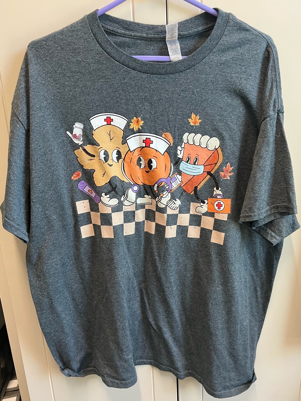 Women’s Charcoal Grey Halloween Nurse Characters T-Shirt